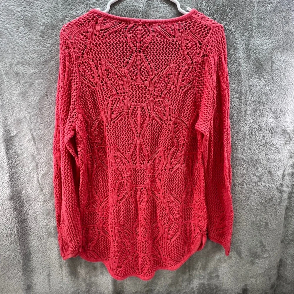 Jeanne Pierre Womens XL Coral Pink Crochet Boho Cottagecore Shabby Chic Layering
